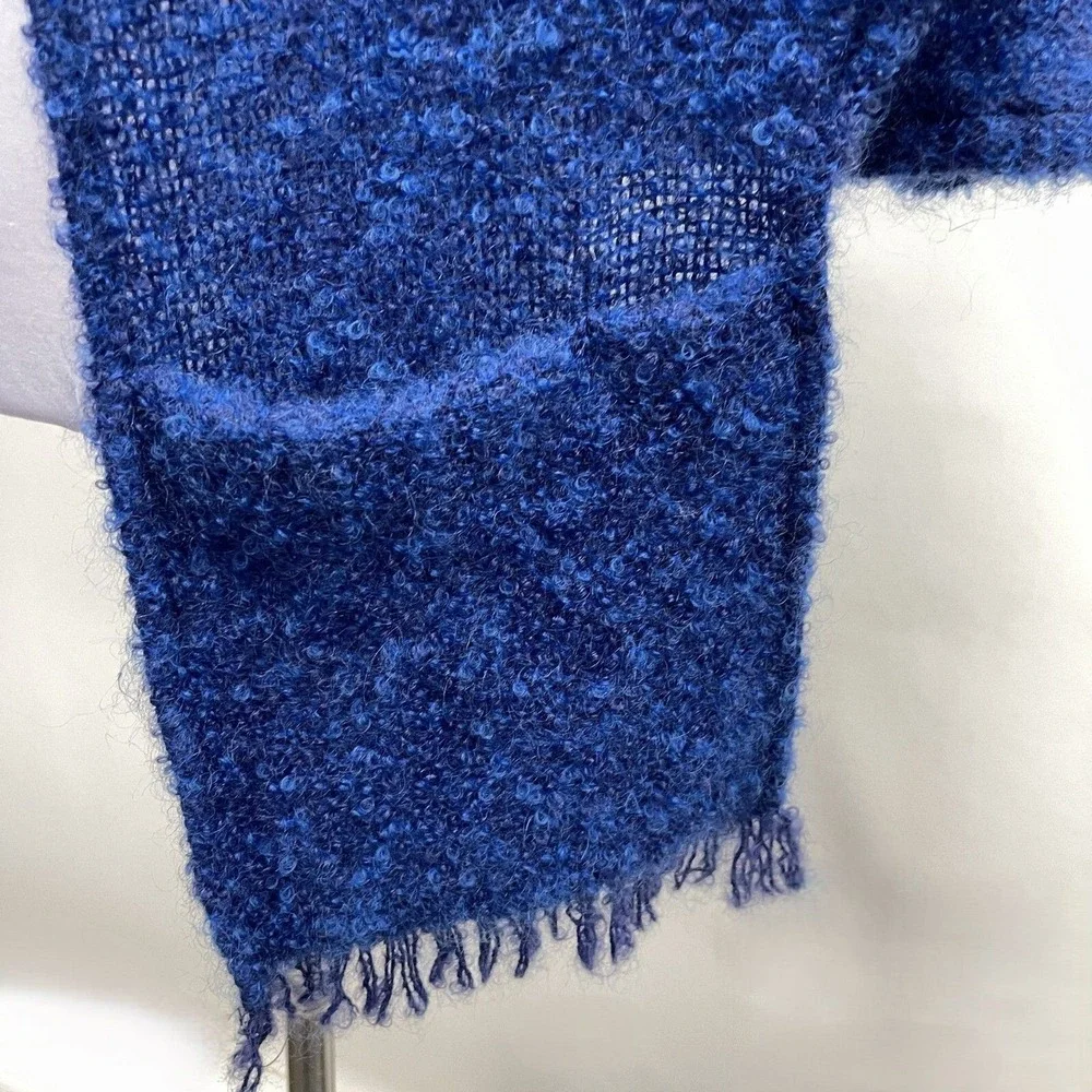 Cusbendale Women's Shawl Sweater Blue Mohair‎ Wool Blend Made in Ireland